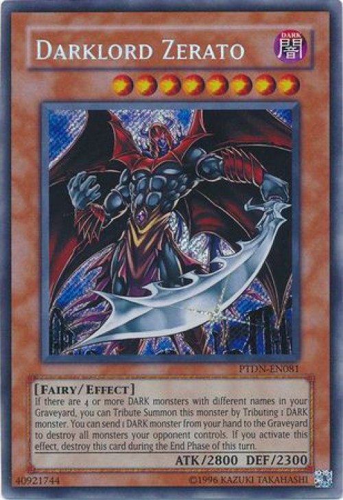 YuGiOh GX Trading Card Game Phantom Darkness Secret Rare Darklord Zerato  PTDN-EN081