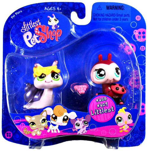 Littlest Pet Shop Pet Pairs Snail Ladybug Figure 2-Pack 628, 629 Hasbro ...