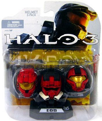 McFarlane Toys Halo Wave 1 Mark VI, EOD CQB 12 Helmet 3-Pack Red