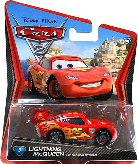Disney Pixar Cars Cars 2 Main Series Lightning McQueen with Racing Wheels  155 Diecast Car Mattel Toys - ToyWiz