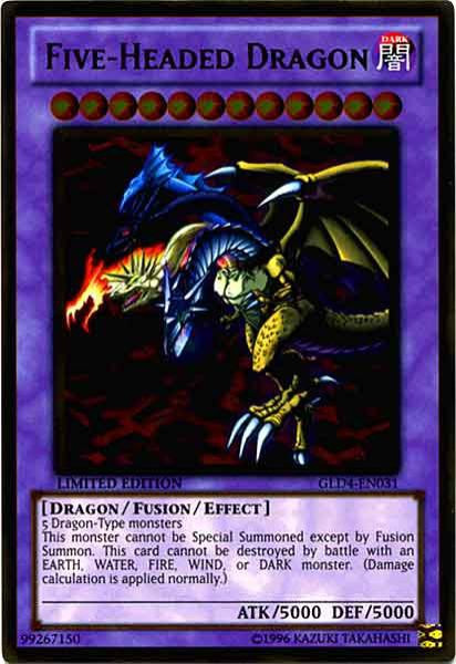 yugioh five headed dragon card Dark/Dragon/Fusion/12/5000/5000 Five-Headed Dragon Secret* Rare Fusion: