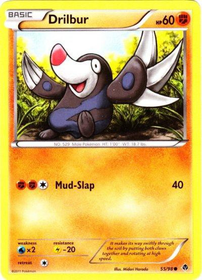 drilbur pokemon card Trading Game Black White Emerging Powers Single Card Common 55 Fusion Strike Singles Drilbur Pokemon full art card