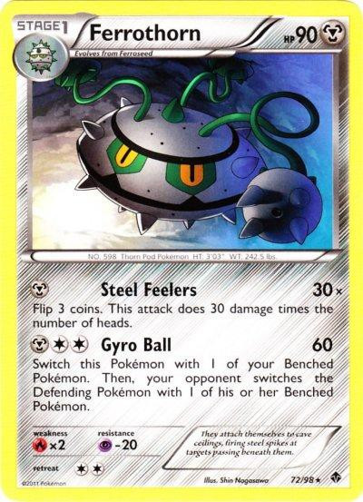 Pokemon Black White Emerging Powers Single Card Rare Ferrothorn 72 ToyWiz