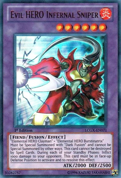 yu gi oh gx evil hero deck YuGiOh GX Trading Card Game Legendary Collection 2 Single Card Ultra Rare Evil  HERO Infernal Sniper LCGX-EN071