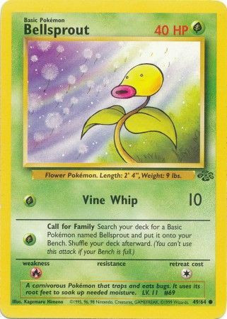 bellsprout pokemon card price - Jungle Pokmon 49/64 Pokmon Hit Points50 HP Form 1999 bellsprout pokemon card value