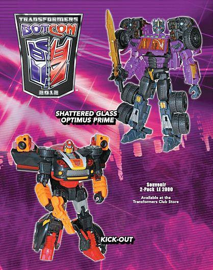 Transformers Botcon Exclusives Shattered Glass Optimus Prime & Kick-Out  Exclusive Action Figure 2-Pack