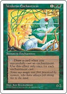 Magic The Gathering 4th Edition Single Card Rare Verduran Enchantress - ToyWiz Magic The Gathering 4th Edition Single Card Rare Verduran Enchantress - ToyWiz