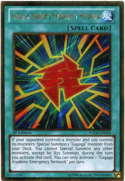 YuGiOh Premium Gold Single Card Gold Secret Rare Gagaga Academy Emergency  Network PGLD-EN028 - ToyWiz