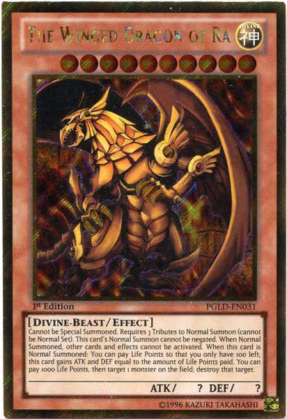 YuGiOh Premium Gold Single Card Gold Secret Rare The Winged Dragon