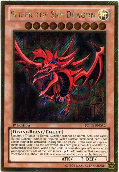 YuGiOh Premium Gold Single Card Gold Secret Rare Slifer the Sky