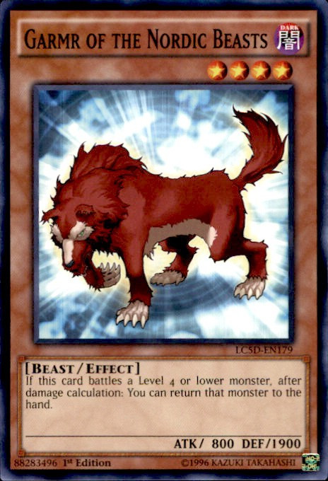 yugioh new nordic cards YuGiOh 5Ds Legendary Collection Mega Pack Single Card Common Garmr of the Beasts LC5D-EN179 A single individual card from the Yu My Nordic Gods Yugioh Deck