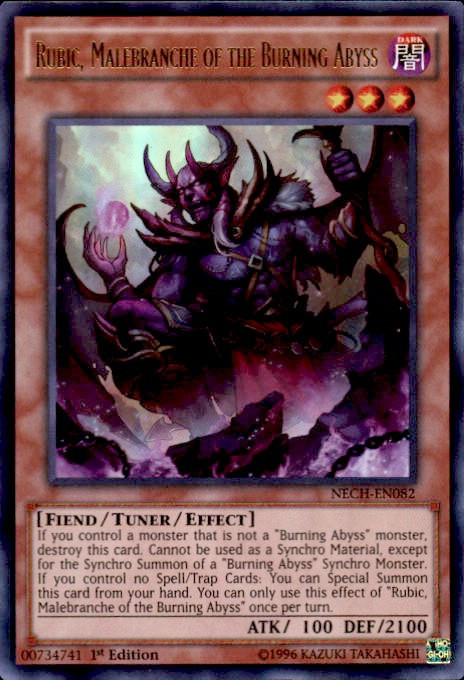 YuGiOh Trading Card Game The New Challengers Ultra Rare Rubic, Malebranche  of the Burning Abyss NECH-EN082