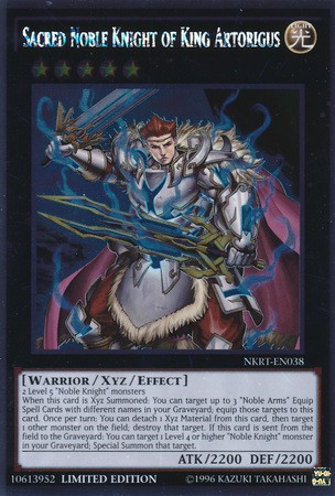 YuGiOh Noble Knights of the Round Table Single Card Platinum Rare Sacred Noble  Knight of King Artorigus NKRT-EN038 - ToyWiz