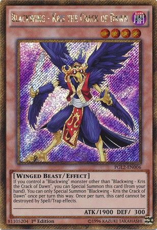Yu-Gi-Oh! Karte: Blackwing - Kris The Crack Of Dawn (PGL2-EN006) - Gold Secret Rare, 1st Edition