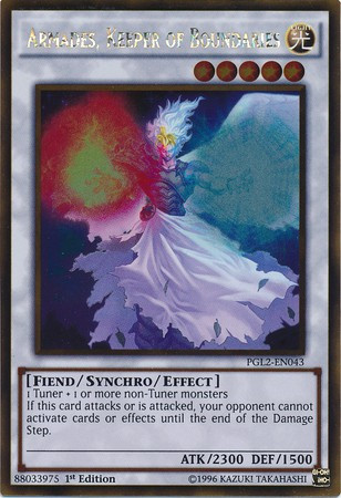 Yu-Gi-Oh! Karte – Armades, Keeper Of Boundaries (PGL2-EN043), Premium Gold: Return Of The Bling, 1st Edition, Gold Rare