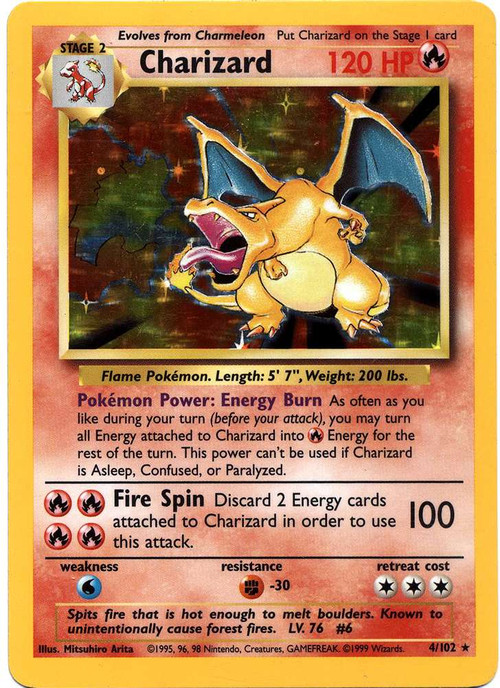 Pokemon Base Set Holo Rare Charizard #4 [Moderately Played]