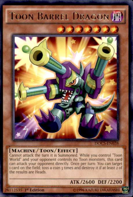 YuGiOh Dimension of Chaos Single Card Rare Toon Barrel Dragon DOCS