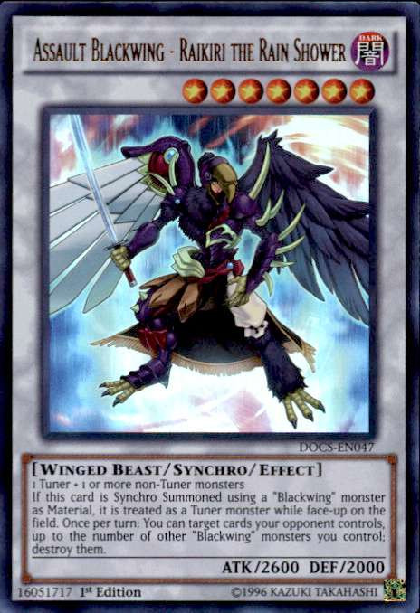 YuGiOh Dimension of Chaos Single Card Ultra Rare Assault Blackwing - Raikiri the Rain Shower DOCS-EN047 - ToyWiz YuGiOh Dimension of Chaos Single Card Ultra Rare Assault Blackwing - Raikiri the Rain Shower DOCS-EN047 - ToyWiz