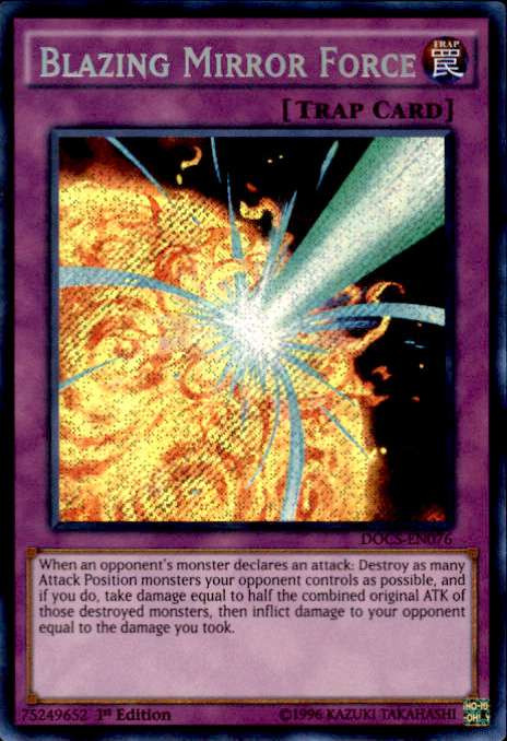 YuGiOh Dimension of Chaos Single Card Secret Rare Blazing Mirror Force  DOCS-EN076 - ToyWiz