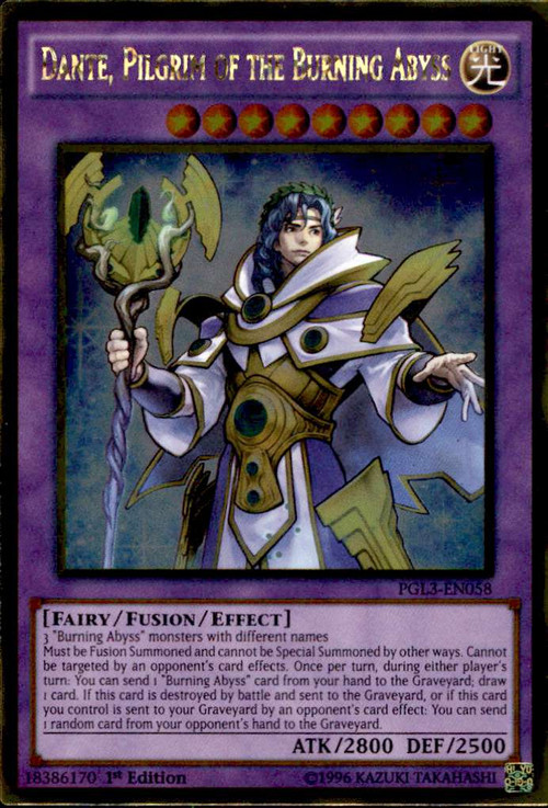 YuGiOh Premium Gold Infinite Gold Single Card Gold Rare Dante, Pilgrim of the Burning Abyss PGL3-EN058 - ToyWiz YuGiOh Premium Gold Infinite Gold Single Card Gold Rare Dante, Pilgrim of the Burning Abyss PGL3-EN058 - ToyWiz