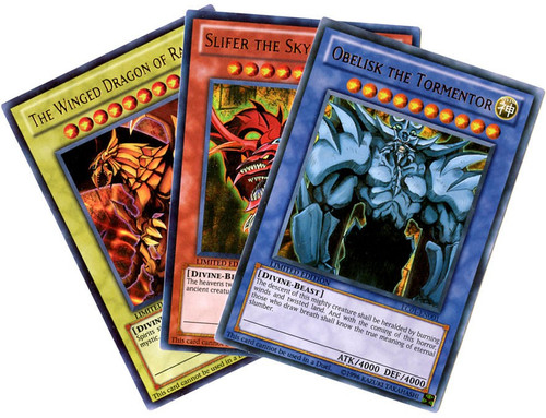 YuGiOh Legendary Collection 1 Slifer, Obelisk & Ra Ultra Rare Set of All 3  Egyptian God Cards LC01-EN001, EN002 & EN003