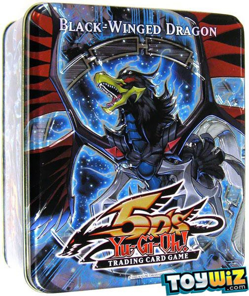 YuGiOh 2010 Black-Winged Dragon Tin Set [5 Booster Packs & 5 Super Rare  Cards]