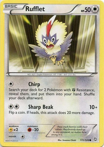 rufflet pokemon card value 92/114 Reverse Holo Colorless Jump On (10+) Flip a coin Rufflet (86) - Reverse Holofoil