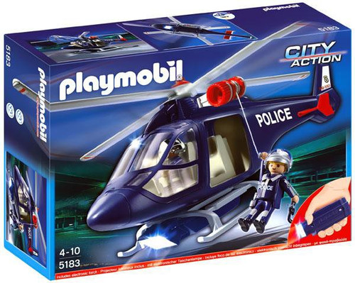 trek de wol over de ogen rijk Intentie Playmobil City Action Police Helicopter LED Spotlight Set 5183 - ToyWiz