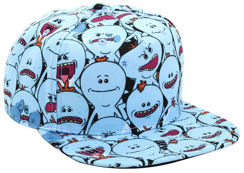 Rick Morty Mr. Meeseeks Allover Snapback Cap Bioworld - ToyWiz