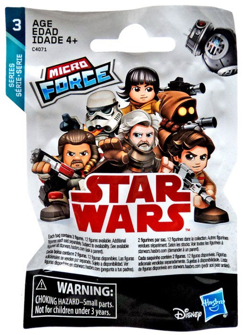 Star Wars Micro Force Wow! Set of 4 Mini Figures Collectible for Kids with 2 Character Stickers in Lightsaber Pack