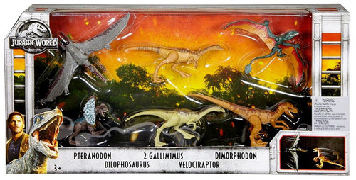 Jurassic World Fallen Kingdom Legacy Collection Pteranodon Dilophosaurus 2 Gallimimus Velociraptor Dimorphodon Exclusive 3.75 Action Figure 6 Pack Mattel ToyWiz
