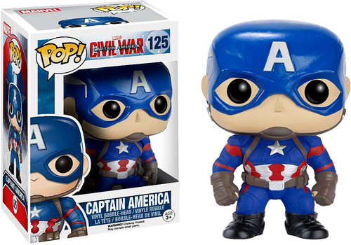 Funko Civil War POP! Marvel Captain America Vinyl Bobble Head #125 [Civil  War, Damaged Package]