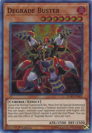 Yu-Gi-Oh! Karte "Degrade Buster" – Super Rare, Unlimited Edition, Flames Of Destruction