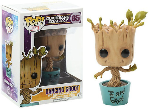 Funko Guardians of the Galaxy POP! Marvel Dancing Groot Exclusive Vinyl  Bobble Head #65 [Blue Pot, Damaged Package]