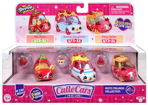 Shopkins Cutie Cars Moto Italiano Figure 3-Pack QT3-32, 33 34 Mini