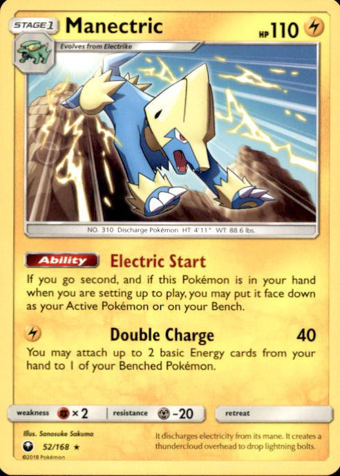 2018 pokemon cards Trading Card Game Celestial Storm Single Card Rare Manectric 52 shuffle your deck 2018 Pokemon Card Sm Ultra