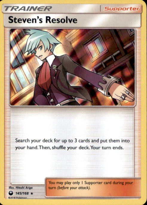 Reverse Holo Rare Pokemon Steven/'s Resolve 145//168 Celestial Storm
