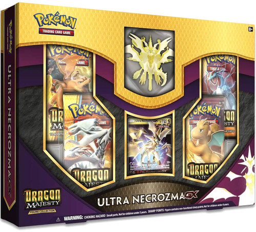 pokemon cards ultra necrozma gx gold Dragon Majesty Figure Collection 4 Booster Packs, Figure Promo Card Pokemon USA GX and as a fantastic oversize card Ultra Necrozma GX Holo (Secret)