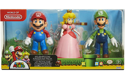 Nintendo Super Mario Toad, Mario, and Peach Action Figure Set - 3pk