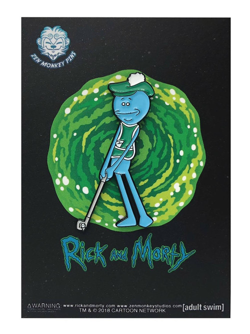 Rick Morty Mr. Meeseeks 1.6 Enamel Pin Golfing Zen Monkey Studios