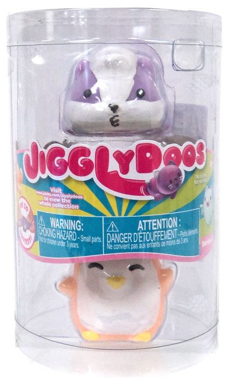 JigglyDoos Series 3 Purple Skunk Orange Penguin Squeeze Toy 2-Pack