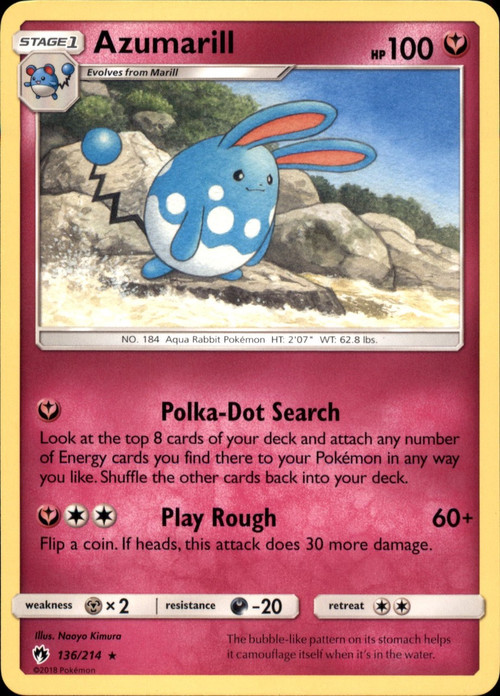 shiny azumarill pokemon card price Trading Game Sun Moon Lost Thunder Single Card Rare 136 Evolves from Marill Type 2016 Pokemon Xy Steam Siege