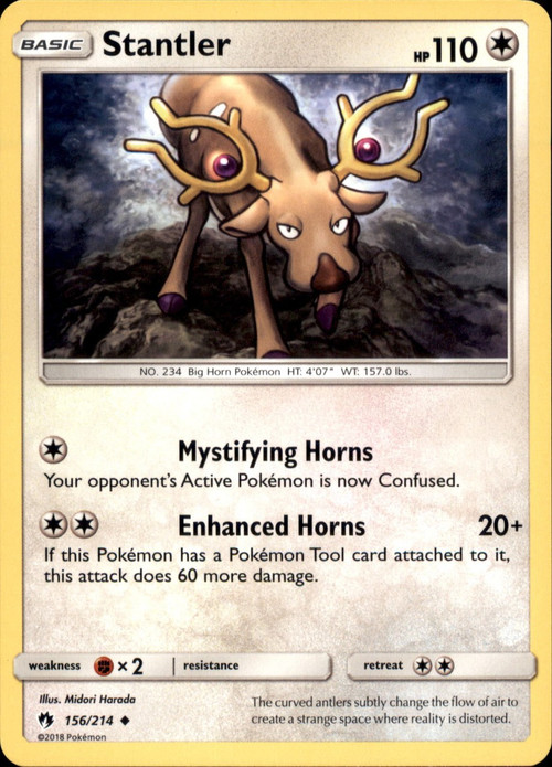 stantler pokemon card - 156/214 - Lost Thunder Colorless Artist Pokemon Trading Card Game Sun