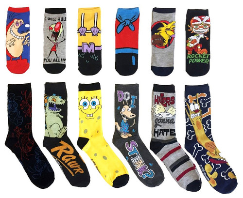 Nickelodeon Mens 12 Days of Socks 12-Pack Shoe Sizes 6 - 12 HYP - ToyWiz