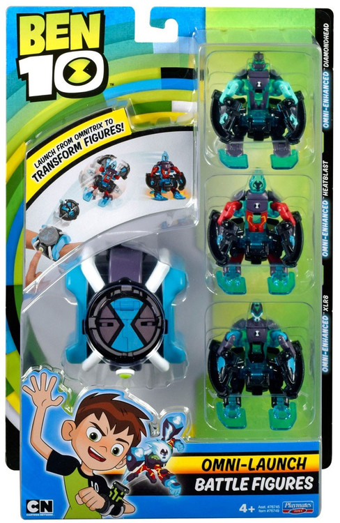 Ben 10 Omni Launch XLR8, Heatblast Diamondhead Battle Figures