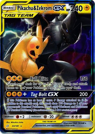 ポケモンカードゲーム Pikachu&Zekrom GX 240 HP TAG TEAM UR Pikachu & Zekrom GX Tag Team Metal Gold Foil Pokemon Card