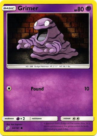 pokemon cards grimer (088/165) Colorless Pound (40) Weakness Psychic 2 Resistance None None Retreat Cost Pokemon Trading Card Game Sun