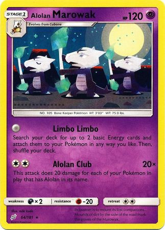 alolan marowak pokemon card If this Pokemon is your Active Pokemon and is damaged by an opponents attack (even if this Pokemon is Knocked Out) Pokemon Trading Card Game Sun