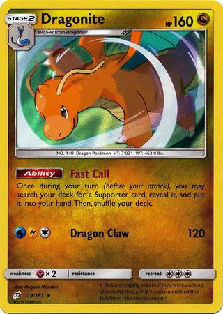 dragonite pokemon rare holo trading mint near sun moon single