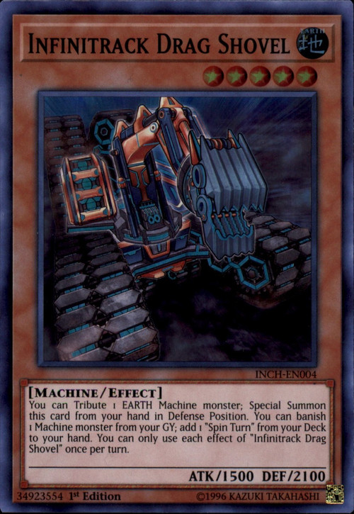 yugioh infinitrack cards YuGiOh Trading Card Game The Infinity Chasers Super Rare Infinitrack Drag  Shovel INCH-EN004